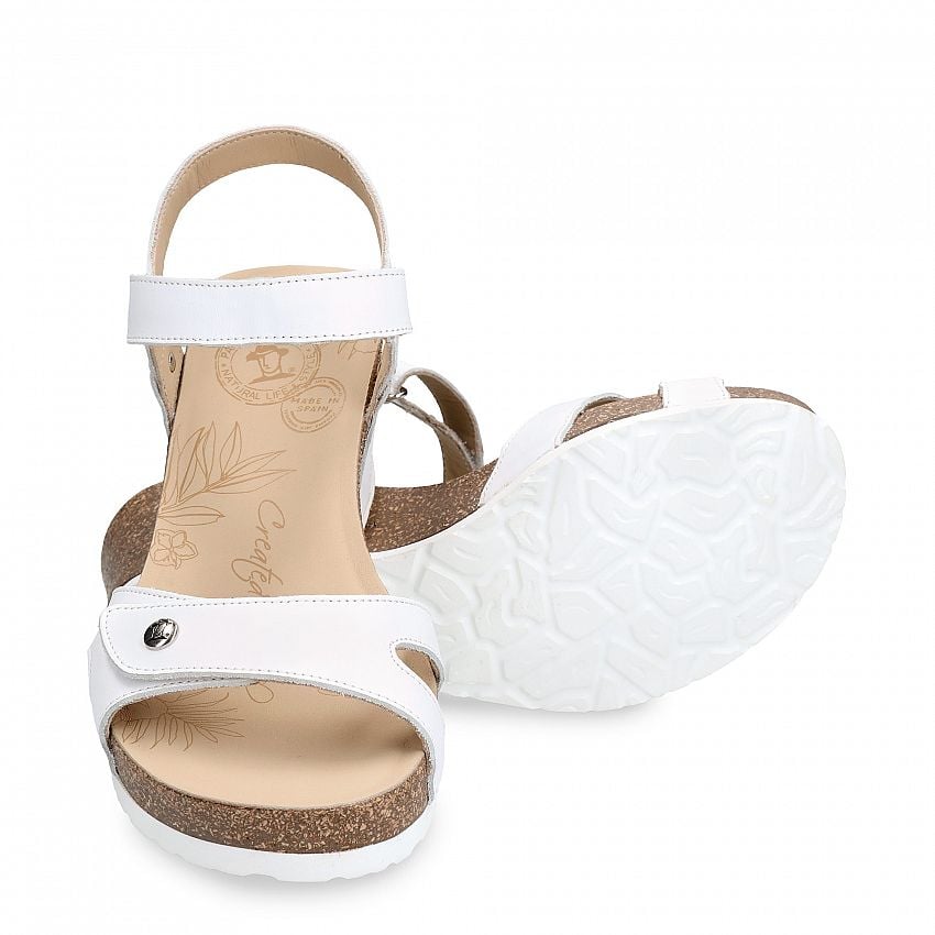 Julia Basics White Napa, Wedge sandals with Velcro Closure.