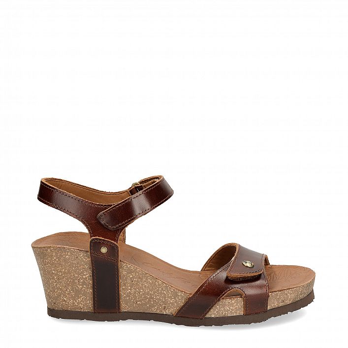 Julia Clay Cuero Pull-Up, Woman sandals in bark colour with leather lining