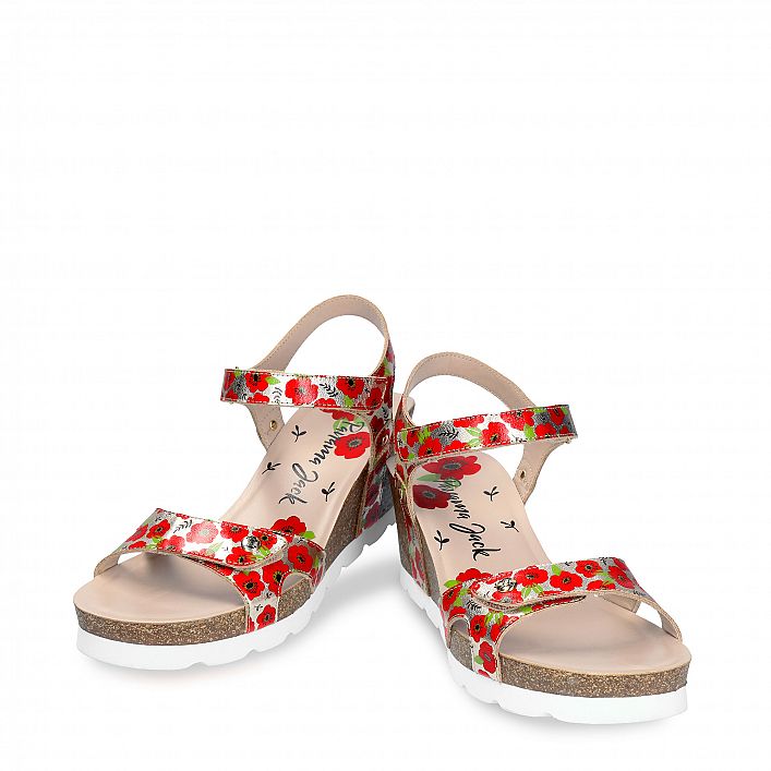 Julia Garden Red Napa, Wedge sandals  Red nappa leather.