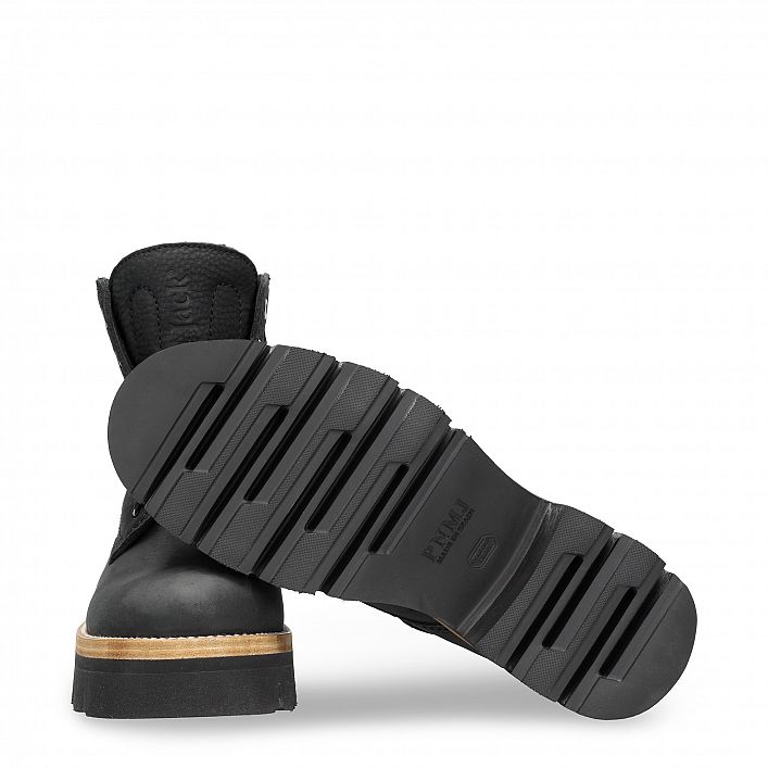 Lua Black Nobuck, Flat women's Boot Made in Spain