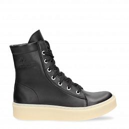 Luna, Womens black leather boots with leather lining