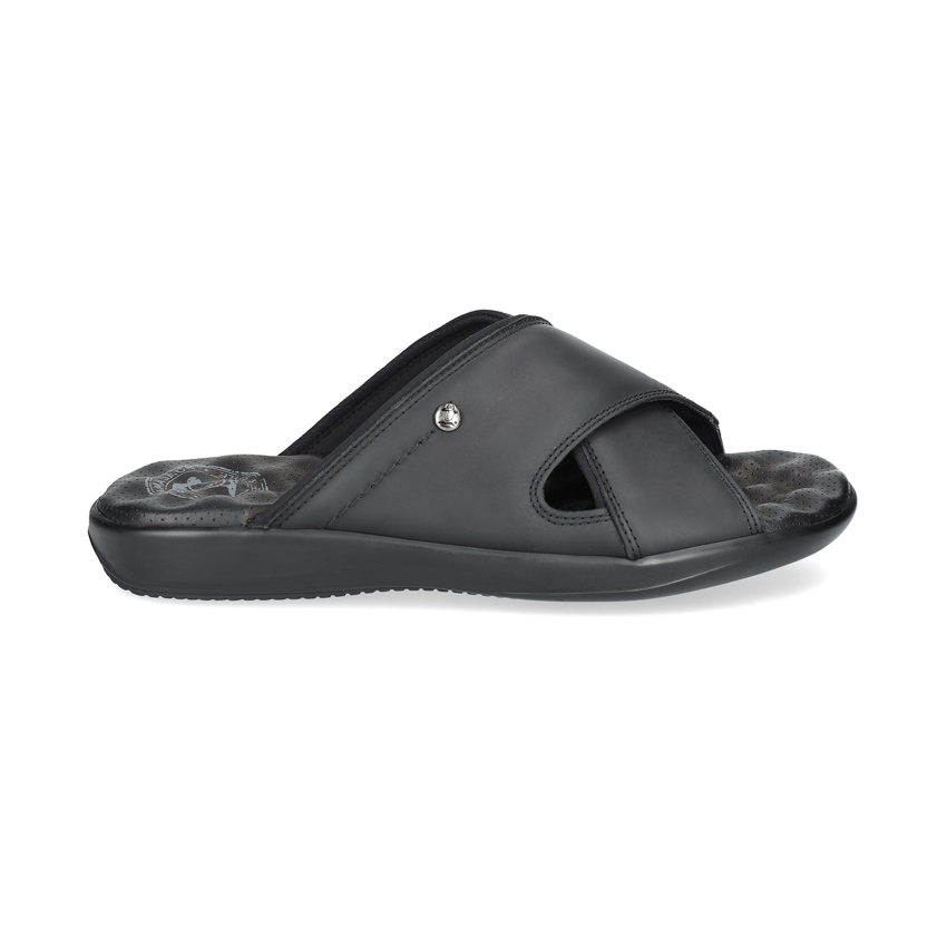 Magic Black Napa Grass, Man sandals in leather with lycra lining
