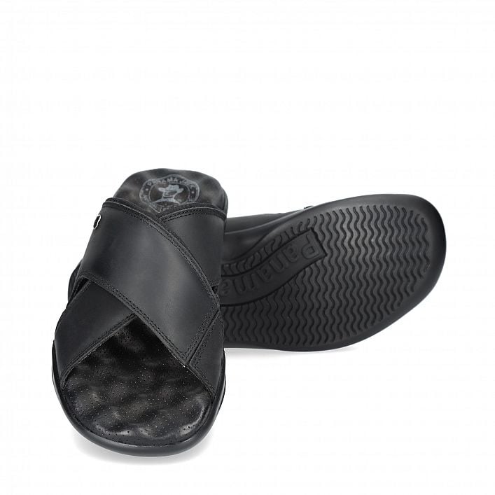 Magic Black Napa Grass, Men's sandals  Black Oiled Napa Leather.