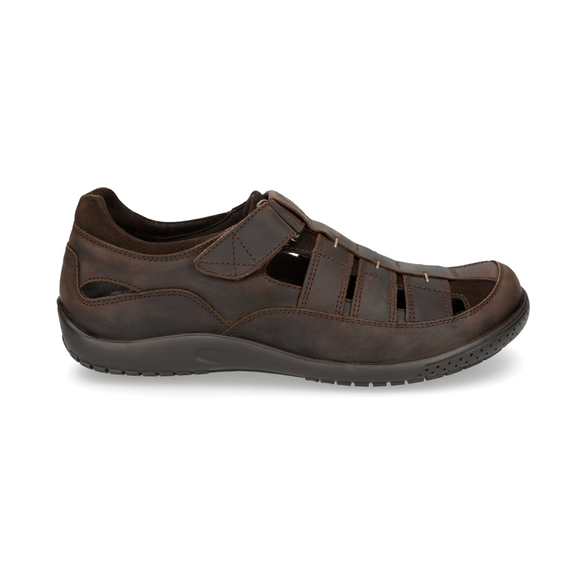Meridian Basics Brown Napa Grass, Man Sandals in leather with lycra lining