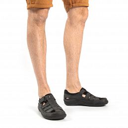 Meridian Basics Black Napa Grass, Halfopen men's shoes