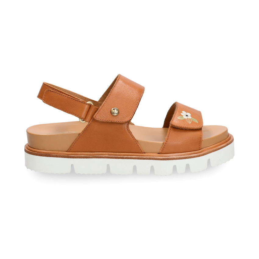 Moka Blossom Cuero Napa, Woman sandals in bark leather with leather lining