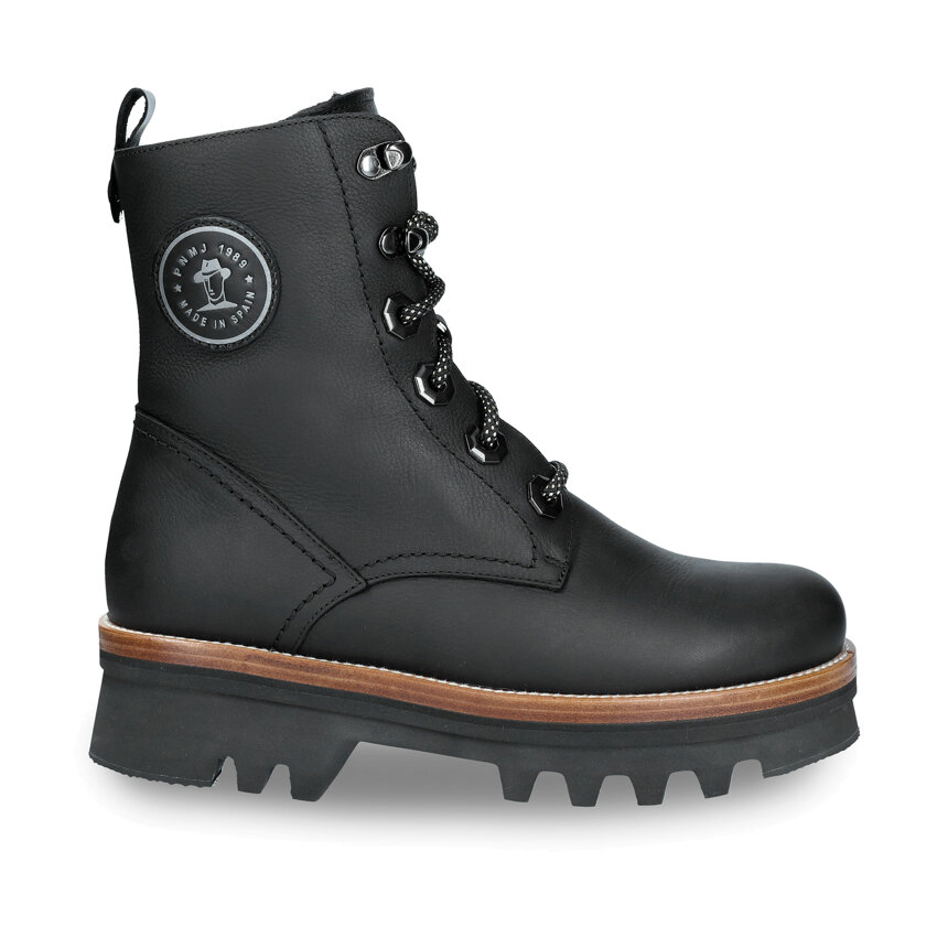 Mooly Igloo Black Napa Grass, Leather boots with sheepskin lining