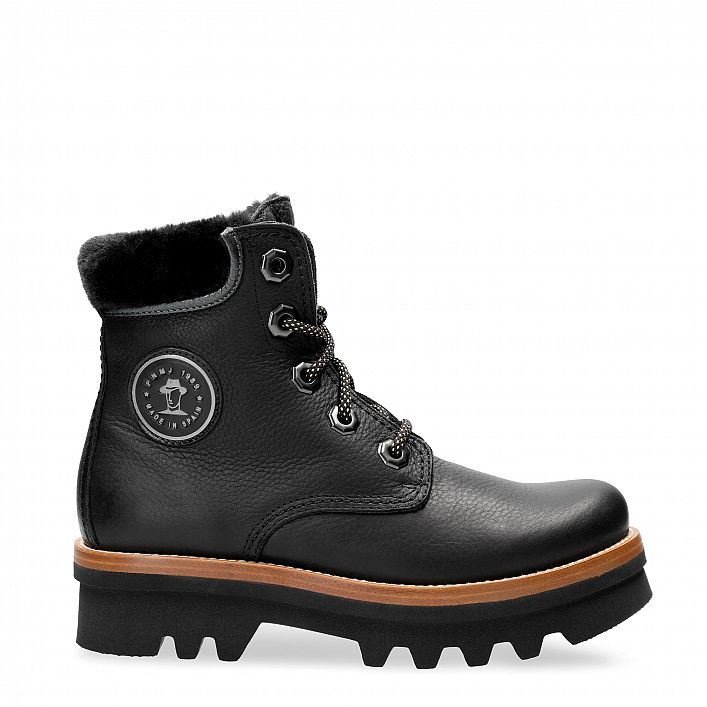 Munster Black Napa Grass, Leather boots with warm lining