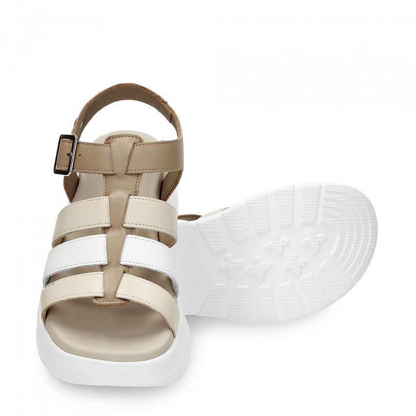 Naila Colors Taupe Napa, Flat woman's sandals  Taupe nappa leather.