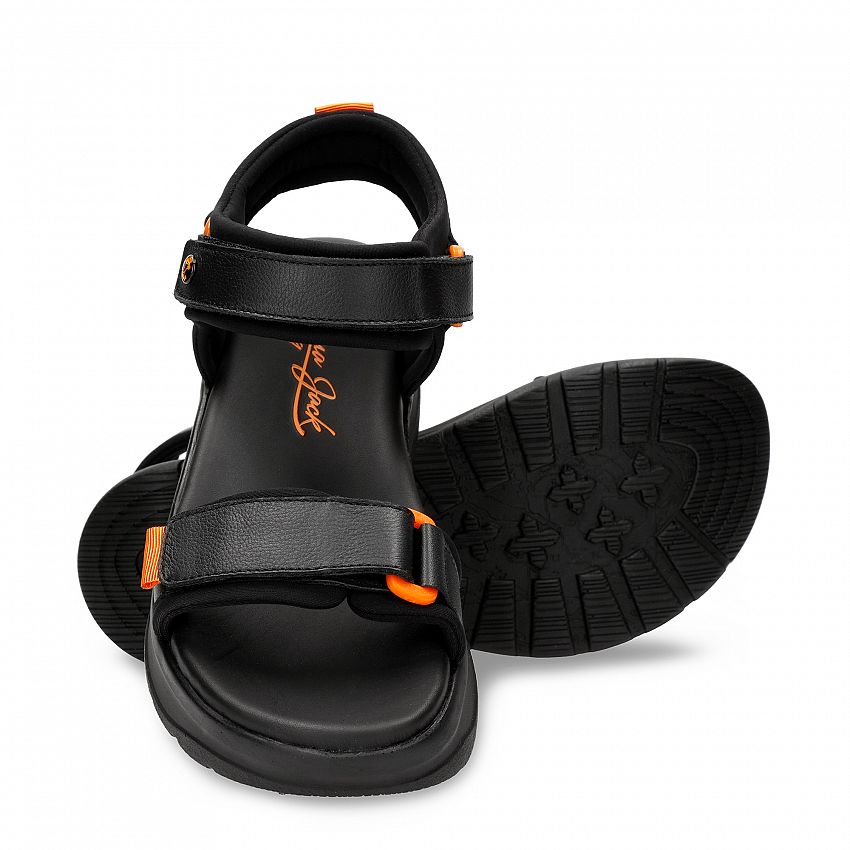 Neo Black Napa, Flat woman's sandals  WATERPROOF Black Napa Leather.