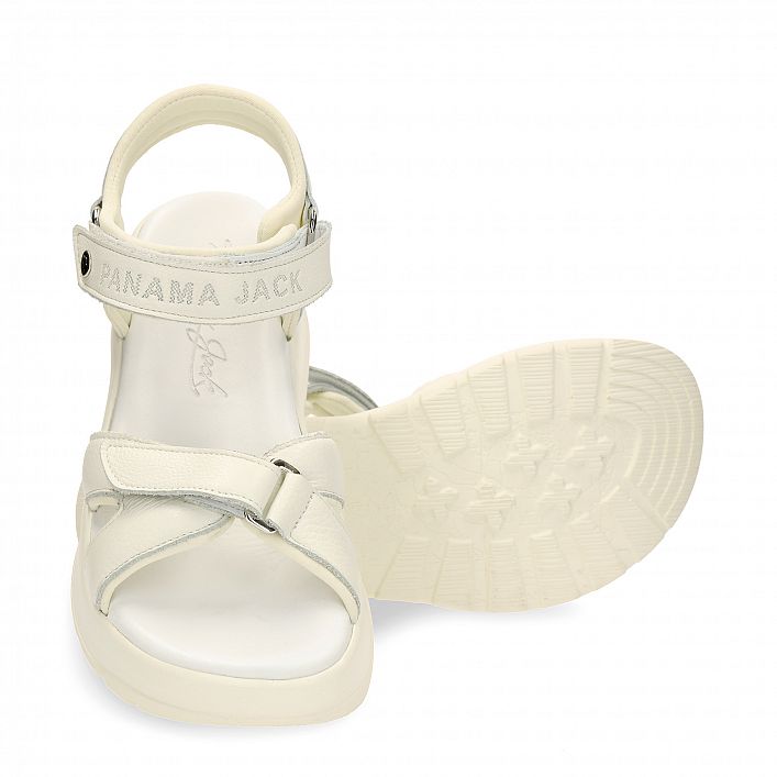 Newel White Napa, Flat woman's sandals  WATERPROOF White Napa Leather.