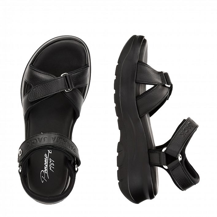 Newel Black Napa, Flat woman's sandals with Synthetic Interlook lining.