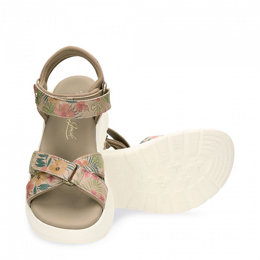 Newel Tropical Beige Napa, Flat woman's sandals  Nappa leather in rope colour.