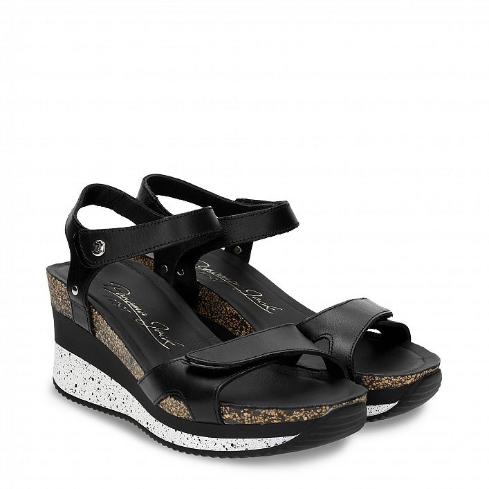 Nica Sport Black Napa, Wedge sandals with Leather lining.
