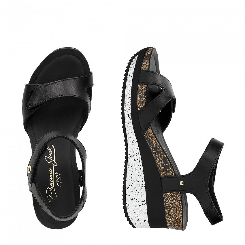 Nica Sport Black Napa, Wedge sandals with Anatomical insole.