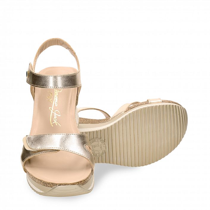Nica Sport Gold Napa, Wedge sandals  Gold nappa leather.