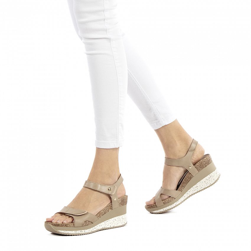 Nica Sport Taupe Napa, Wedge sandals
