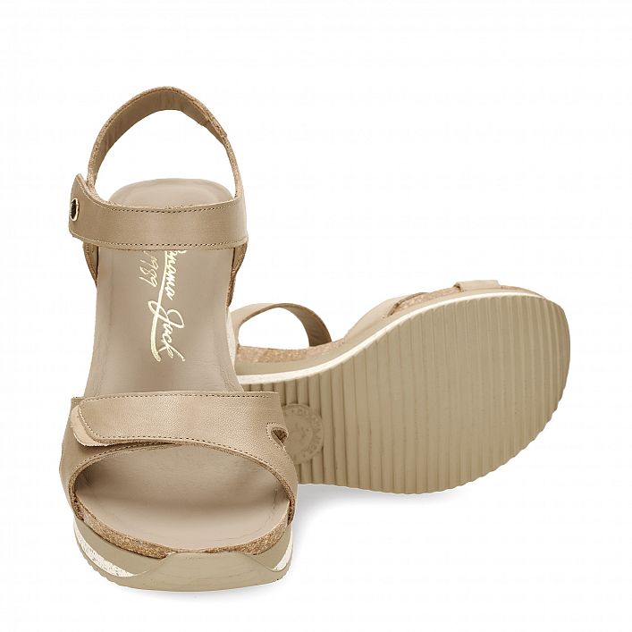 Nica Sport Taupe Napa, Wedge sandals  Taupe nappa leather.