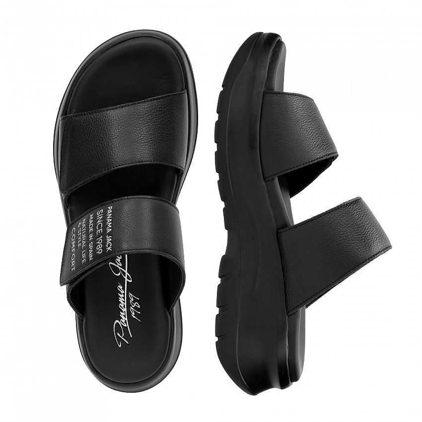 Nila Black Napa, Flat woman's sandals with Leather lining.
