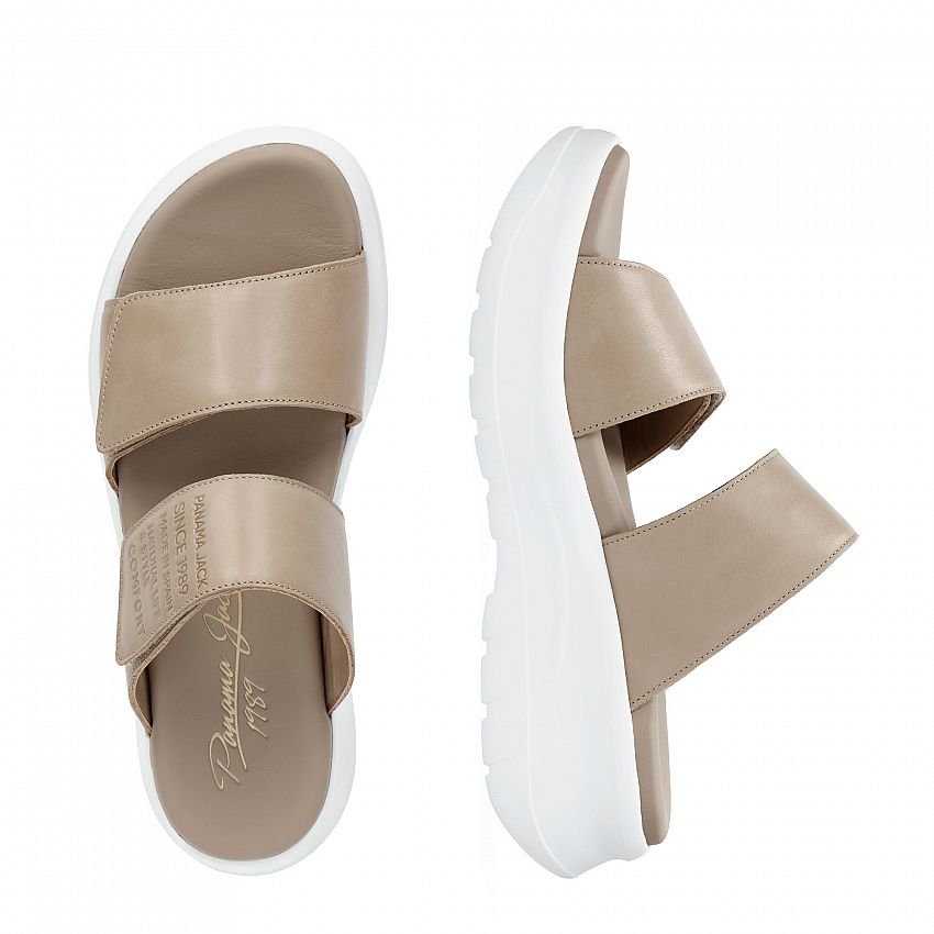 Nila Taupe Napa, Flat woman's sandals with Leather lining.