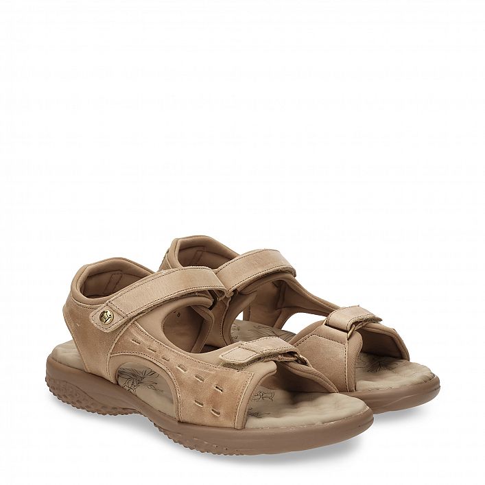 Nilo Basics Soft-System Taupe Napa Grass, Flat woman's sandals with Synthetic Interlook lining.