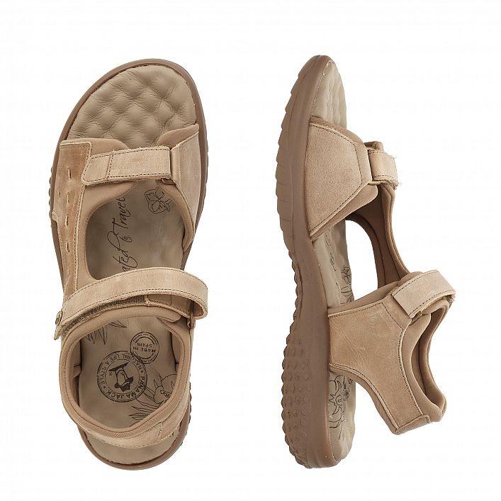 Nilo Basics Soft-System Taupe Napa Grass, Flat woman's sandals with Softsystem anatomical footbed.