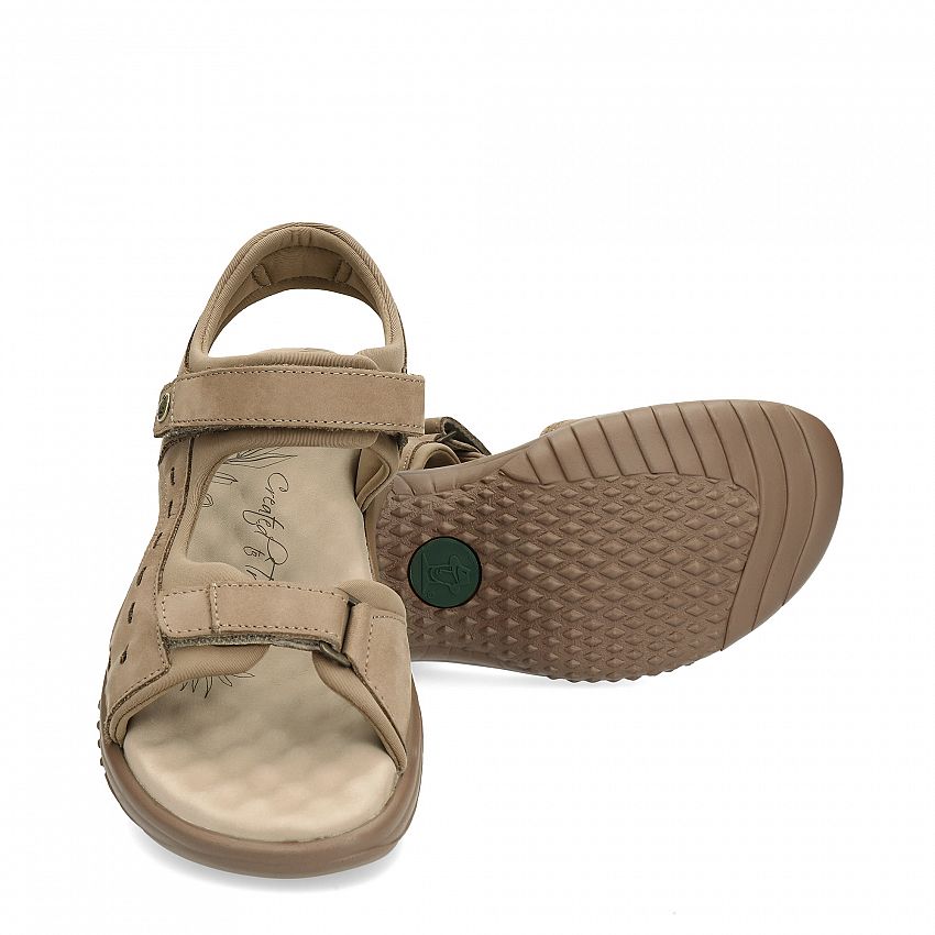Nilo Basics Soft-System Taupe Napa Grass, Flat woman's sandals  Taupe Oiled Velour Leather