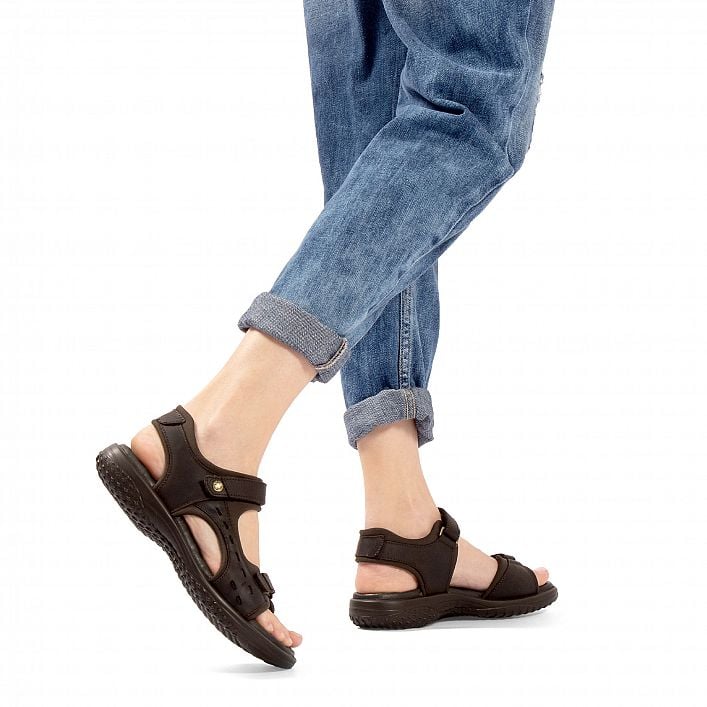 Nilo Basics Soft-System Brown Napa Grass, Flat woman's sandals