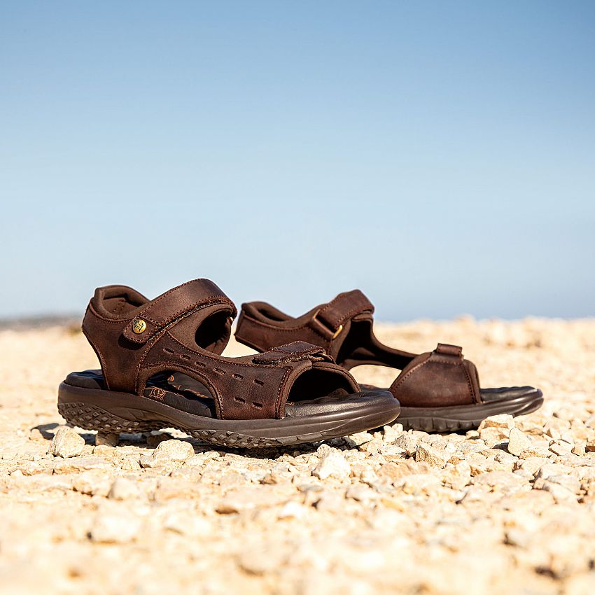 Nilo Basics Soft-System Brown Napa Grass, Flat woman's sandals  Brown Oiled Napa Leather.