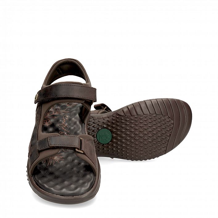 Nilo Basics Soft-System Brown Napa Grass, Flat woman's sandals  Brown Oiled Napa Leather.