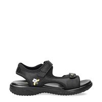 Nilo Blossom Black Napa, Woman sandals in black leather with lycra lining