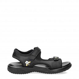 Nilo Blossom, Woman sandals in black leather with lycra lining