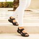 Nilo Blossom Black Napa, Woman sandals in black leather with lycra lining