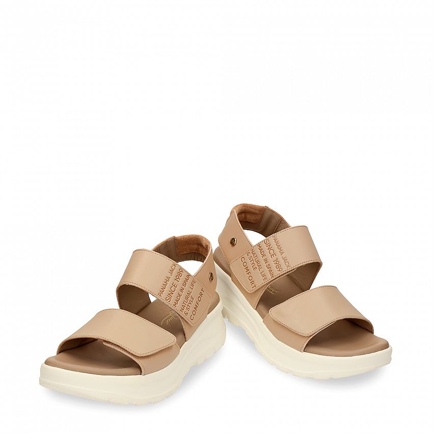 Noah Taupe Napa, Flat woman's sandals Made in Spain