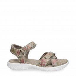 Noja Tropical, Woman sandals in beige leather with lycra lining
