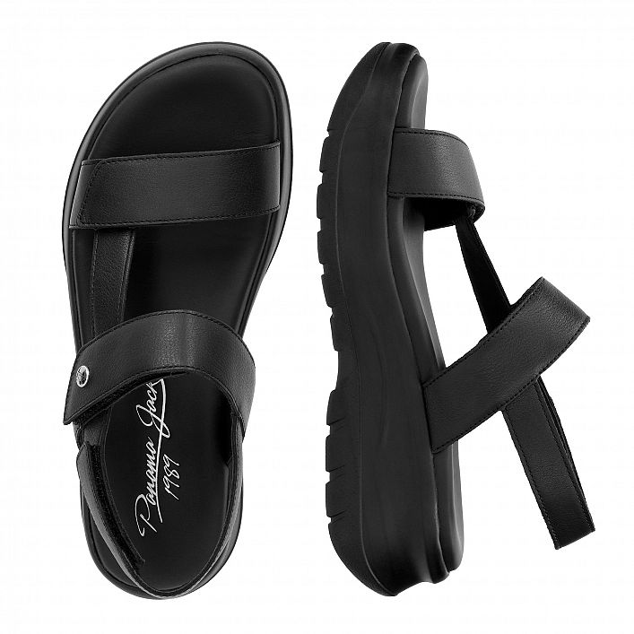Noor Black Napa, Flat woman's sandals with Leather lining.