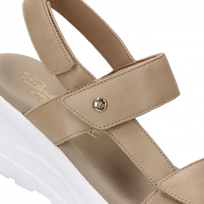 Noor Taupe Napa, Flat woman's sandals with Anatomical insole.