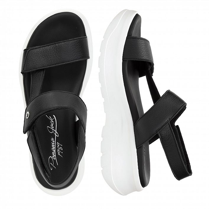 Noor Black Napa, Flat woman's sandals with Anatomical insole.