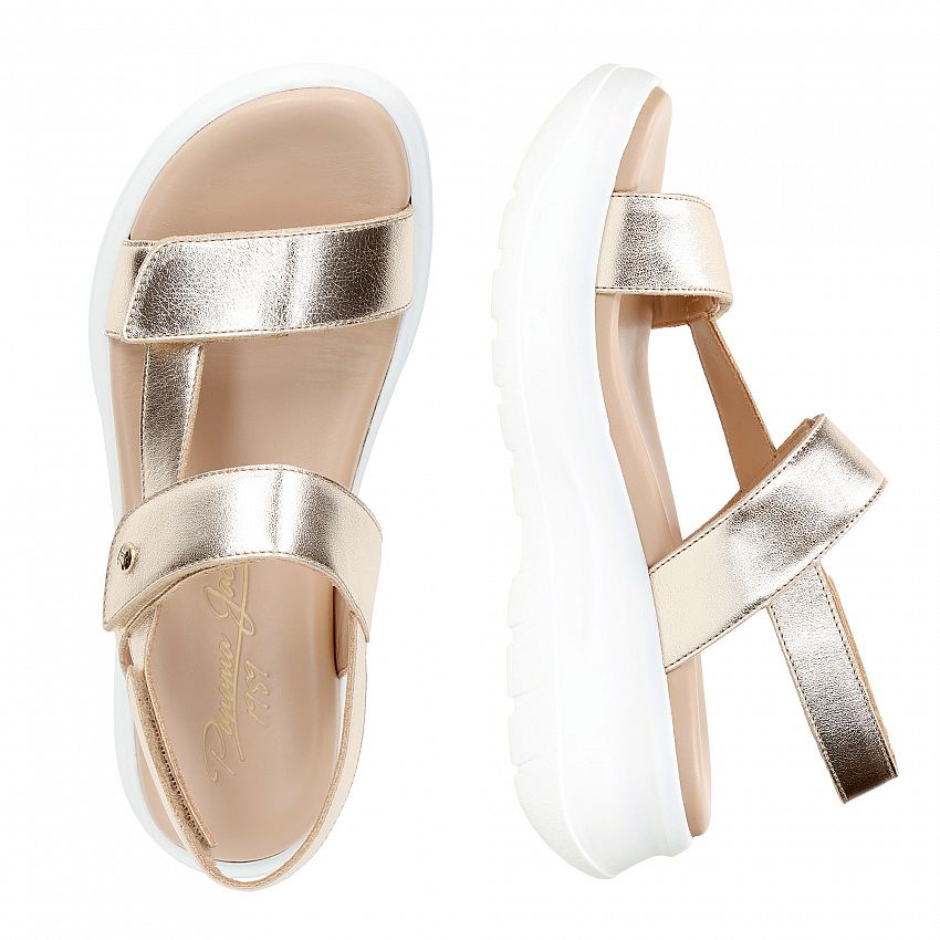 Noor Shine Gold Napa, Flat woman's sandals with Leather lining.