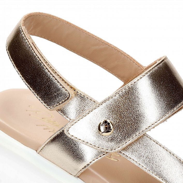 Noor Shine Gold Napa, Flat woman's sandals with Anatomical insole.