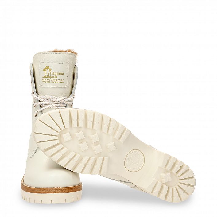 Padma White Napa, Women's Boot with heel  WATERPROOF White Napa Leather.