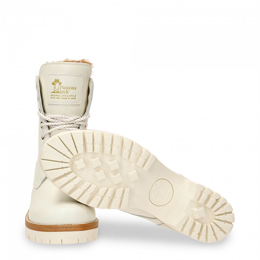 Padma White Napa, Women's Boot with heel  WATERPROOF White Napa Leather.
