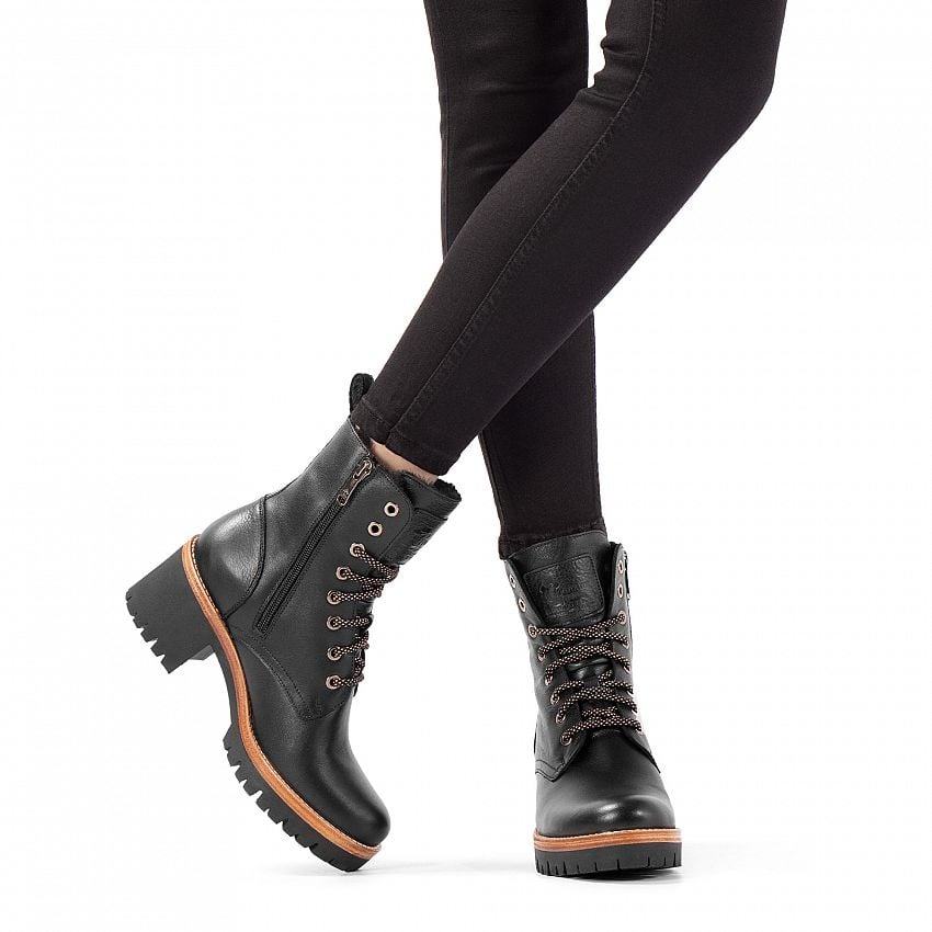 Padma Black Napa, Women's Boot with heel  WATERPROOF Black Napa Leather.