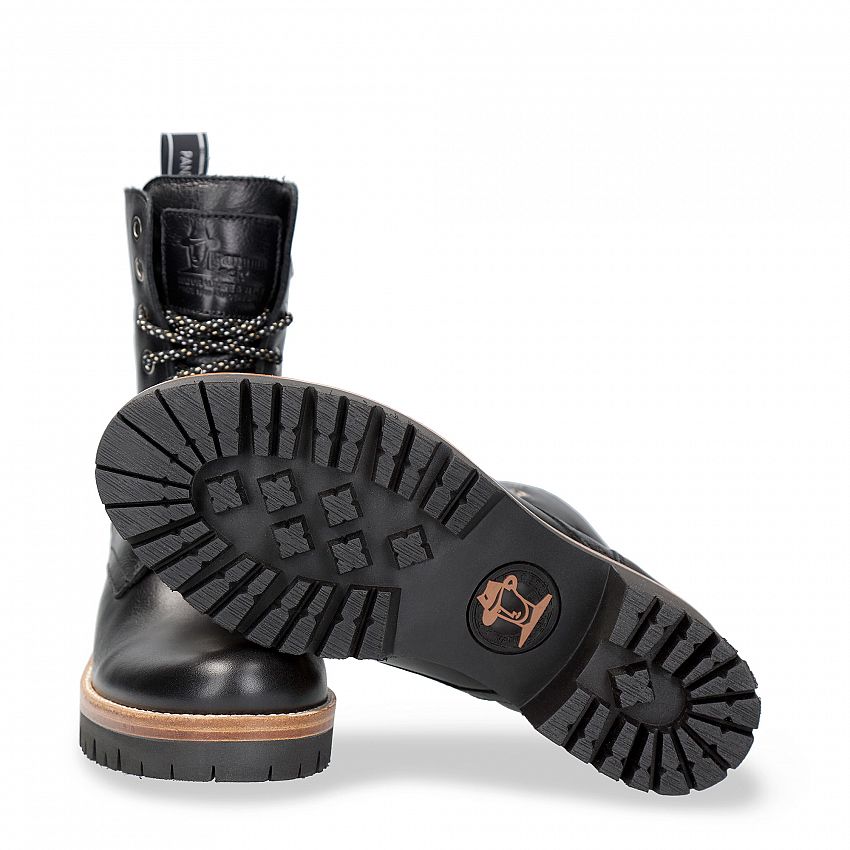 Padma Black Napa, Women's Boot with heel  WATERPROOF Black Napa Leather.