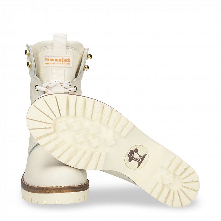 Paisley White Napa, Women's Boot with heel  WATERPROOF White Napa Leather.