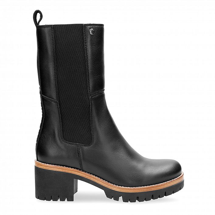 Paiton Igloo Black Napa, Leather boots with sheepskin lining