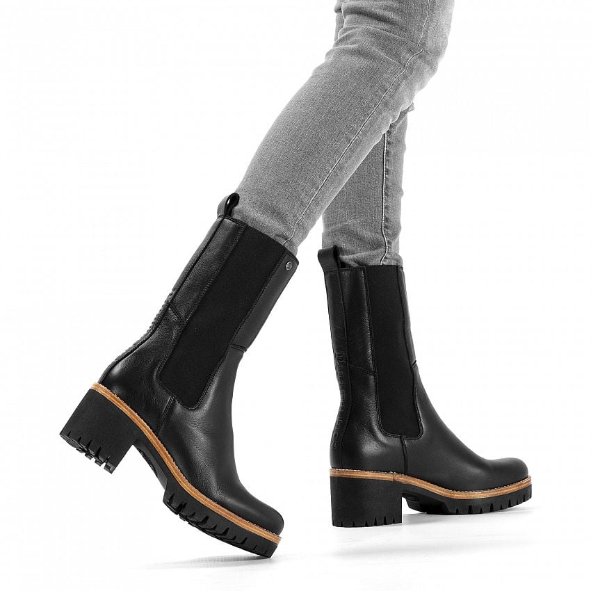 Paiton Igloo Black Napa, Women's Boot with heel Made in Spain