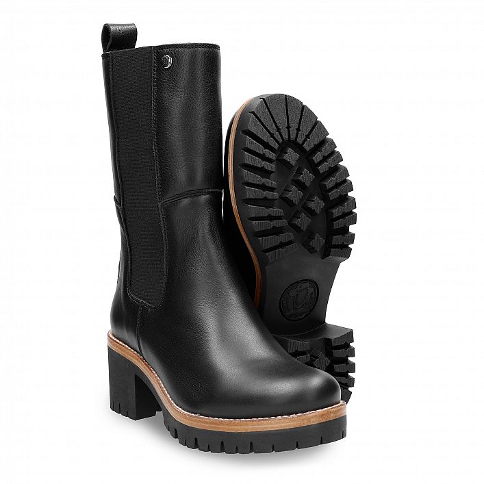 Paiton Igloo Black Napa, Women's Boot with heel  WATERPROOF Black Napa Leather.