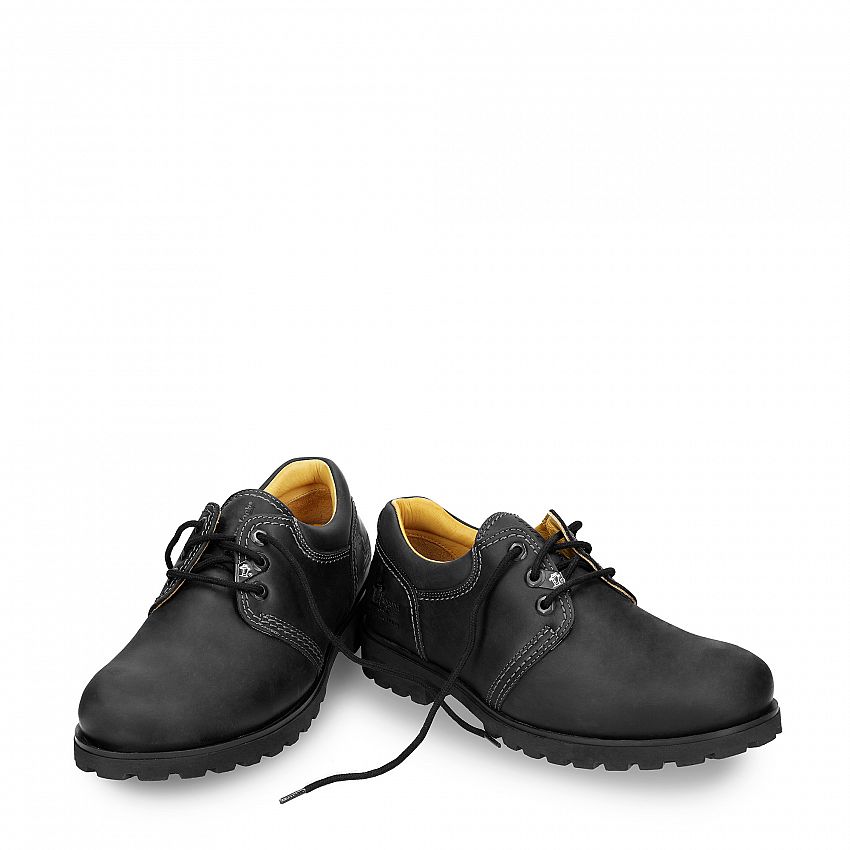 Panama 02 Black Napa Grass, Flat men's Shoe Made in Spain