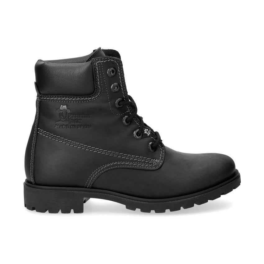Panama 03 Black Napa Grass, Lace-up boots in black with leather lining